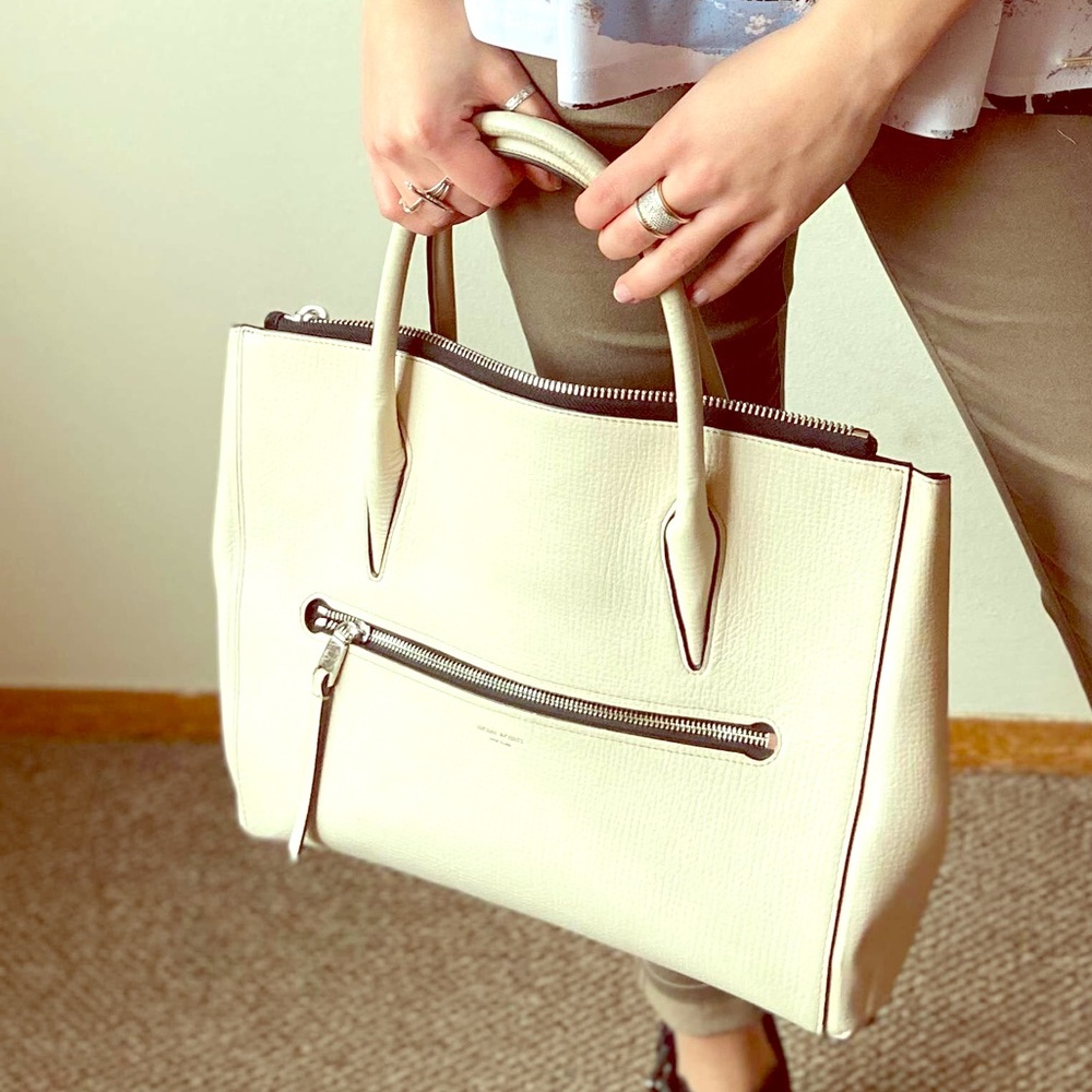 Henri Bendel white leather satchel